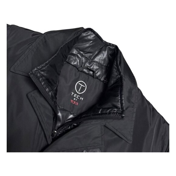 TUMI TECH Insulated Business Casual Designer Lined Long Black Jacket Mens Small - Picture 3 of 8